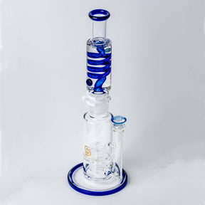 Side View of Blue Bong with Freezable Coil