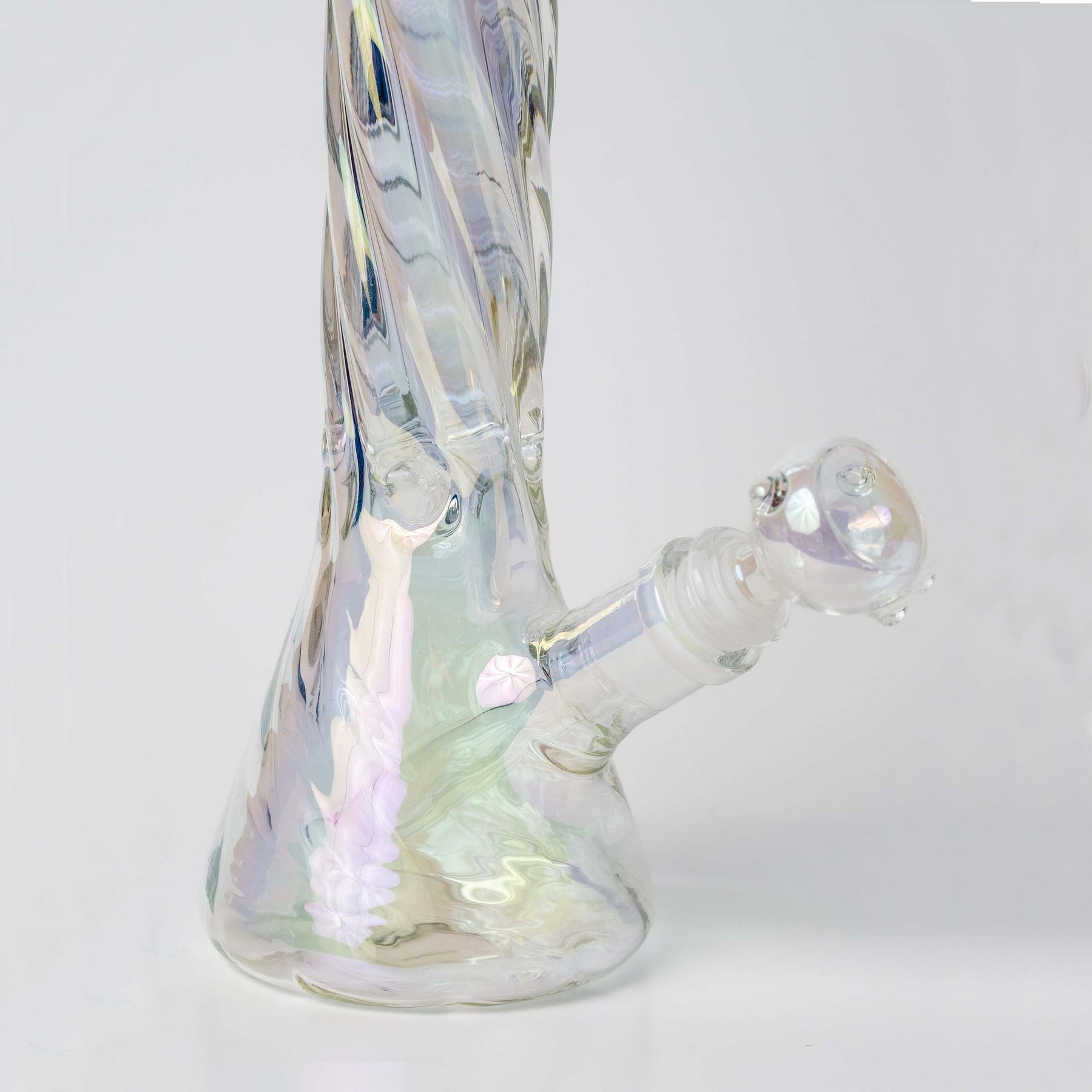 Bottom View of Swirl Bong with Iridescent Color