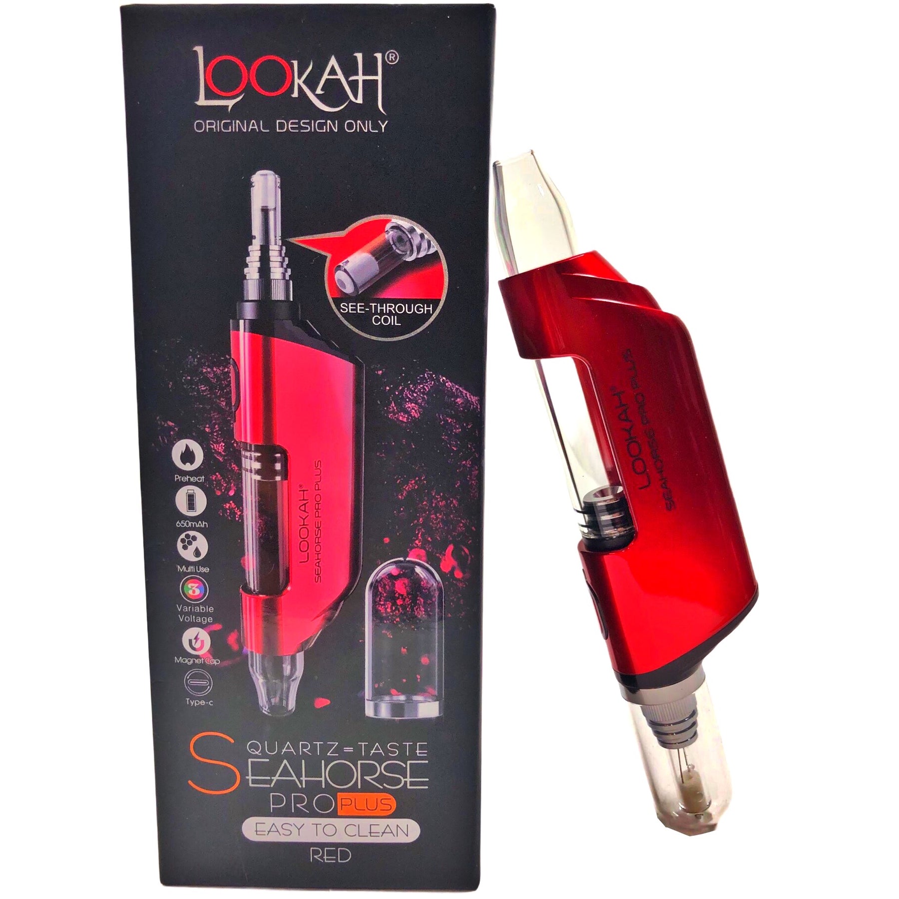 Lookah Seahorse PRO Electric Nectar Collector & Dab Pen- Red -SmokeDay