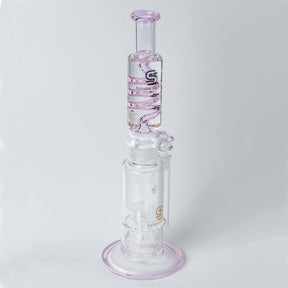 Side View of Pink Matrix Double Bong