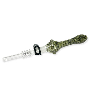Hand Blow Glass Nectar with Quartz Tip Black and White
