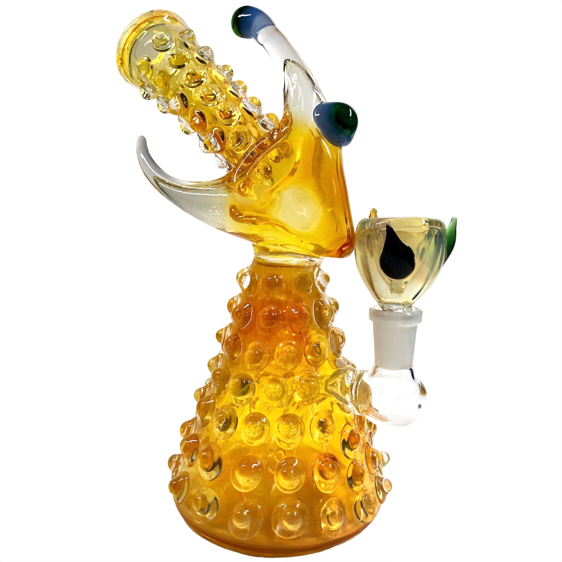 Yellow Fish Bong with Bubbles - Golden Leaf Shop