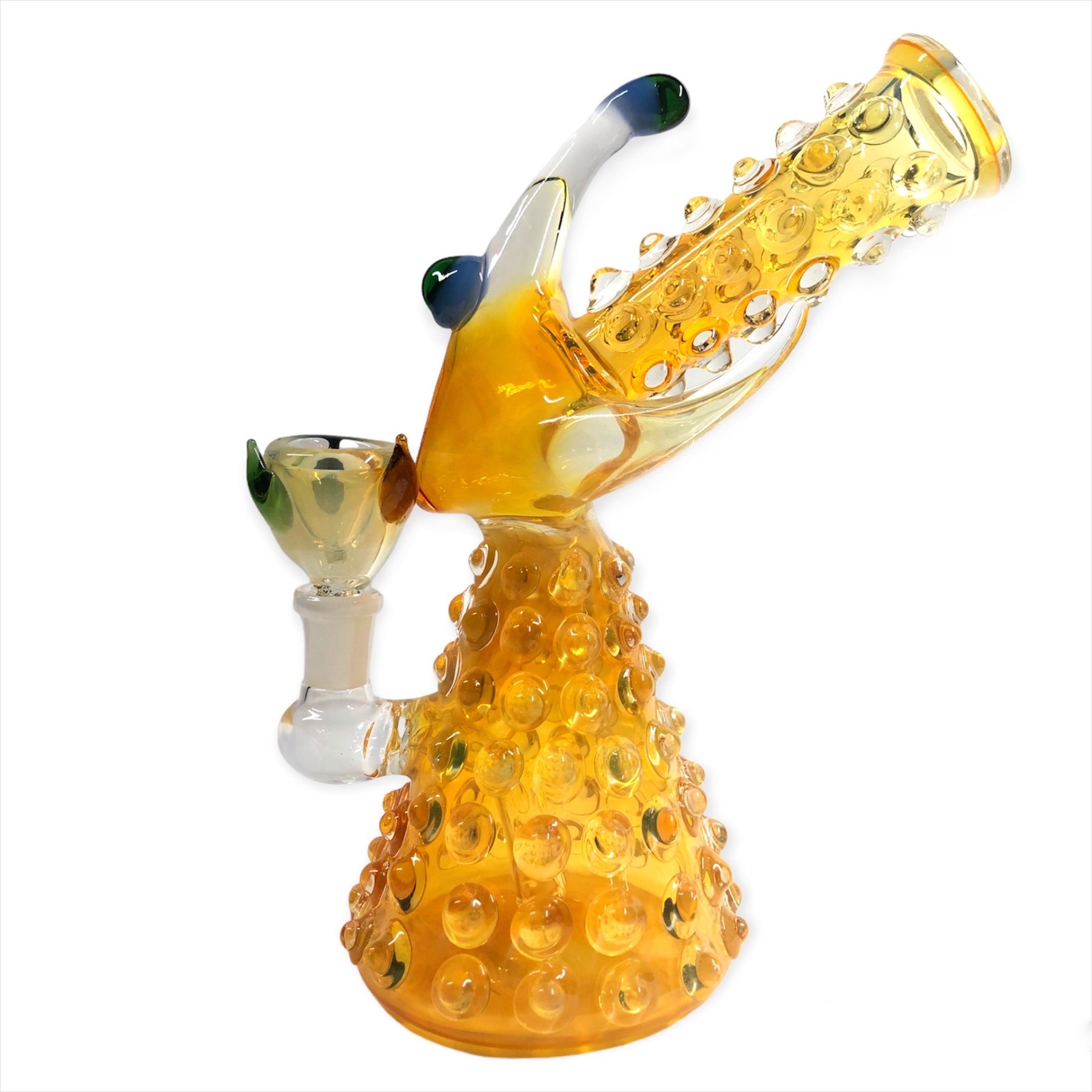 Yellow Fish Bong with Bubbles - Golden Leaf Shop