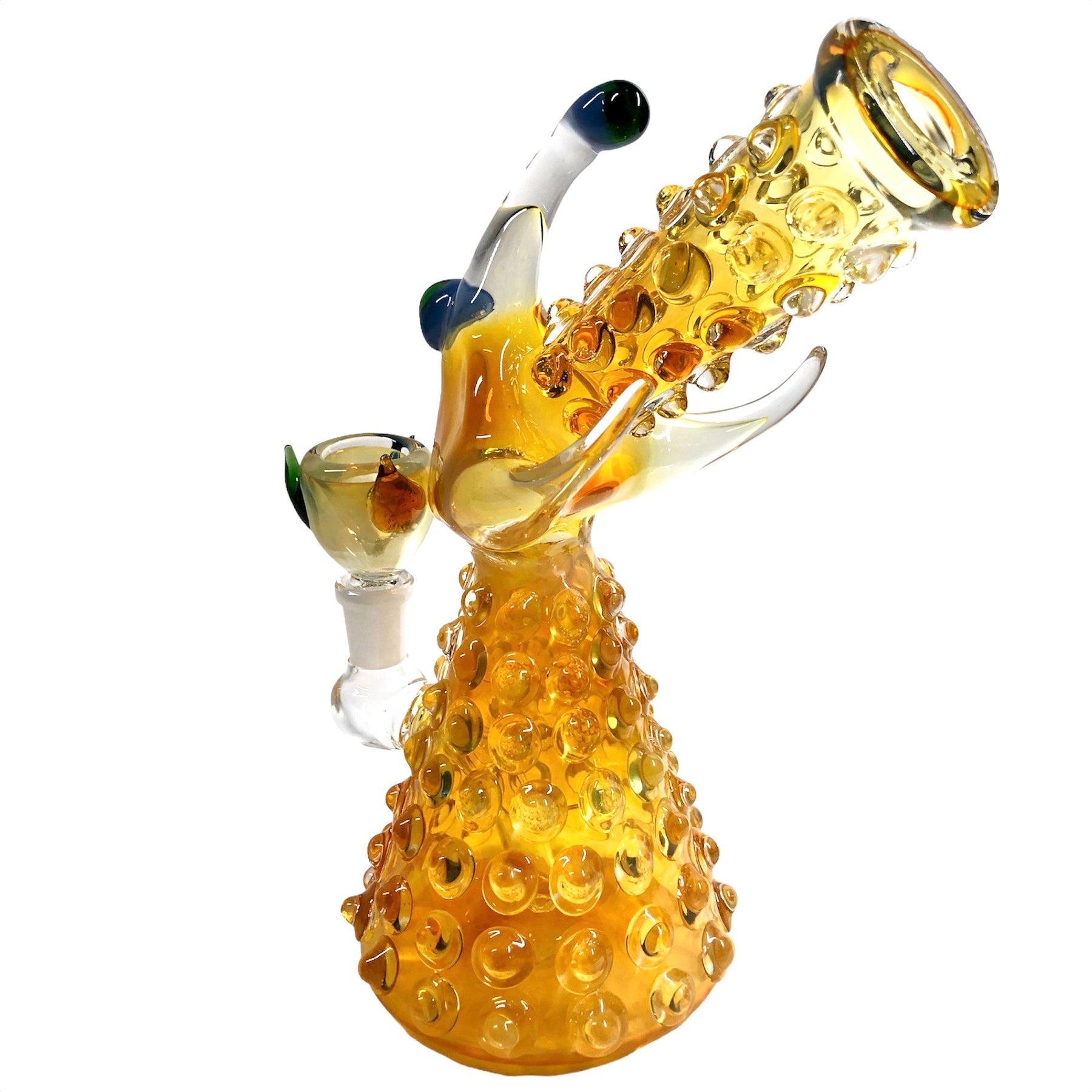 Yellow Fish Bong with Bubbles - Golden Leaf Shop