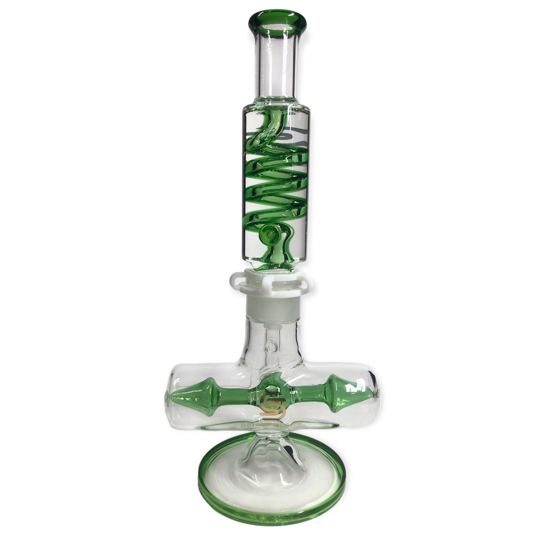 Freezable Glycerin Coil Bong with Inline Percolator by Sense Glass - Golden Leaf Shop