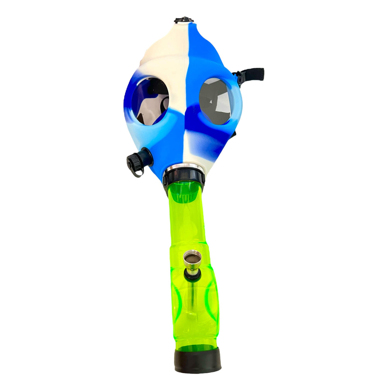 Gas Mask Bong White and Blue