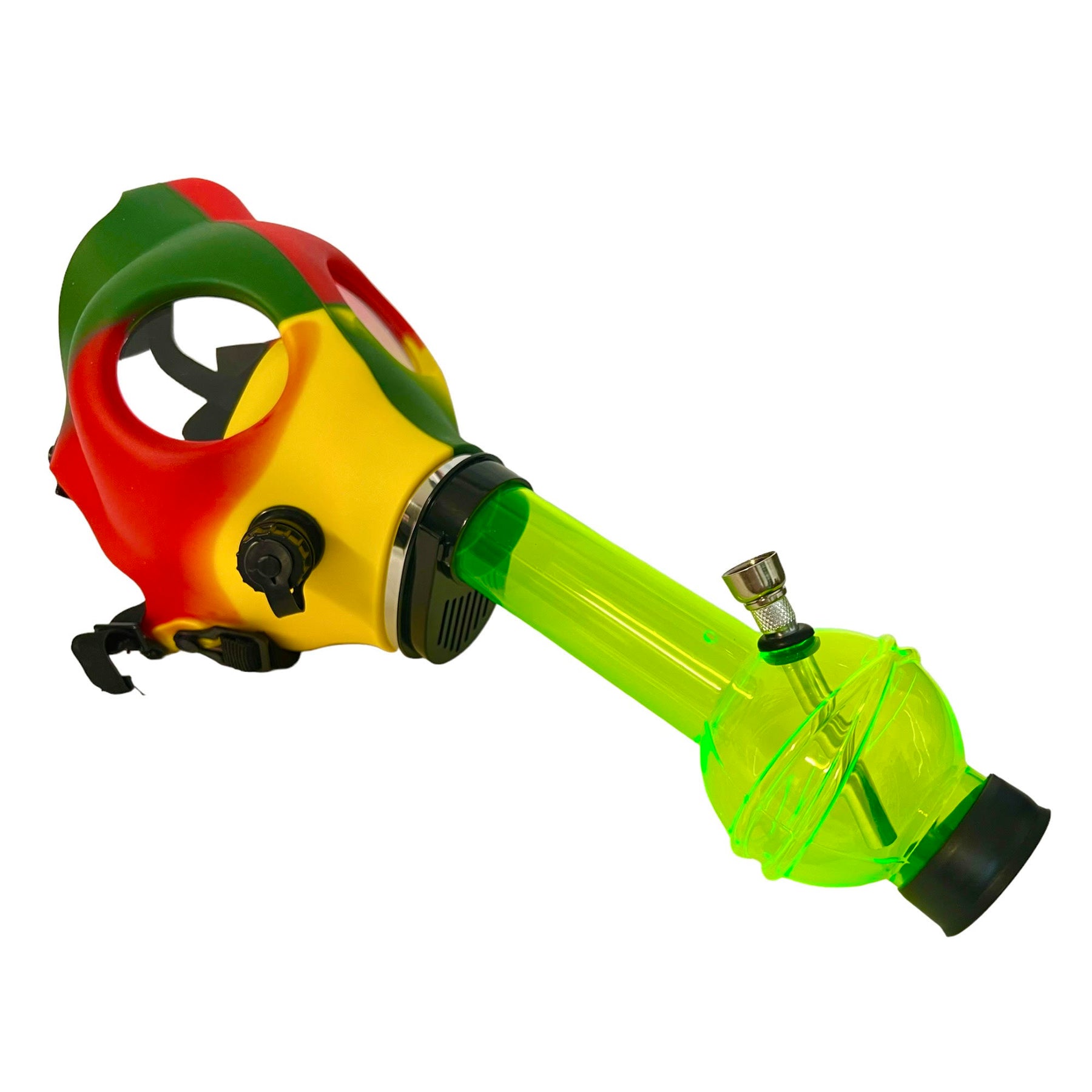 Gas Mask Bong Attachment Red Yellow and Green