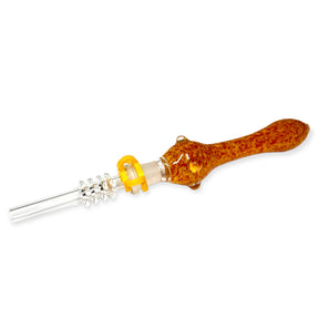 Glass Nectar Collector with Quartz Tip Red and Orange