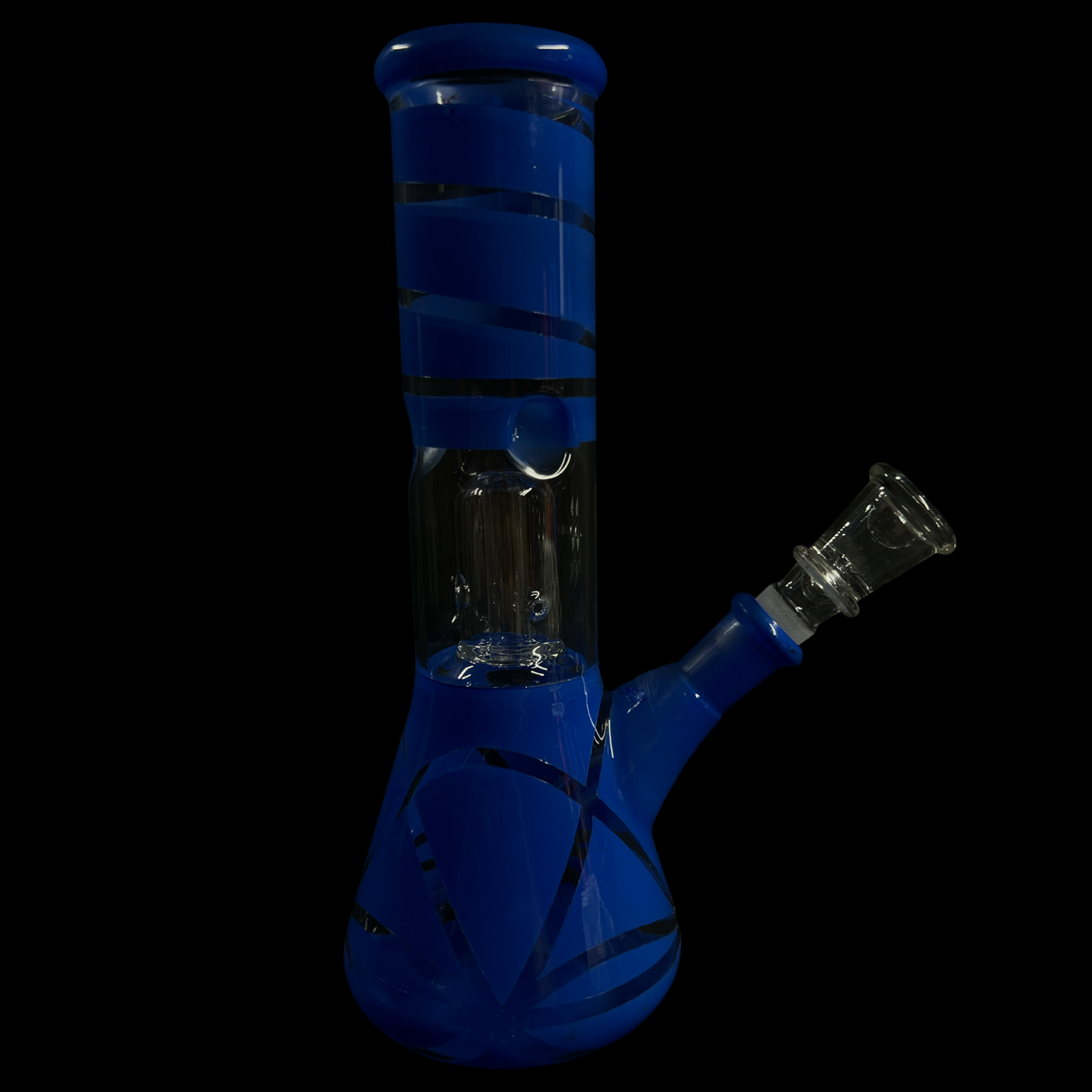 8 Inch Bong with Percolator - color Blue with lines