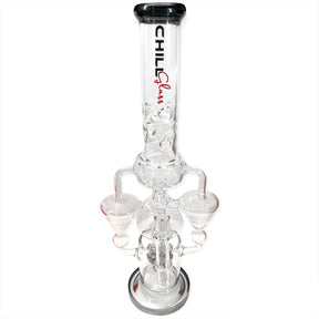 19 inch Chill Glass Triple Chamber Quintuple Percolator Bong with Ice Catcher