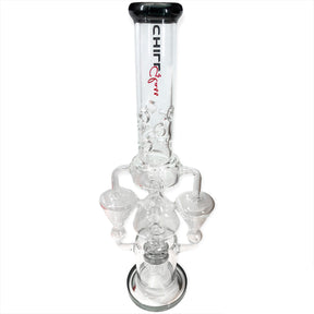 Chill Glass Triple Chamber Quintuple Percolator Bong with Recycler color clear