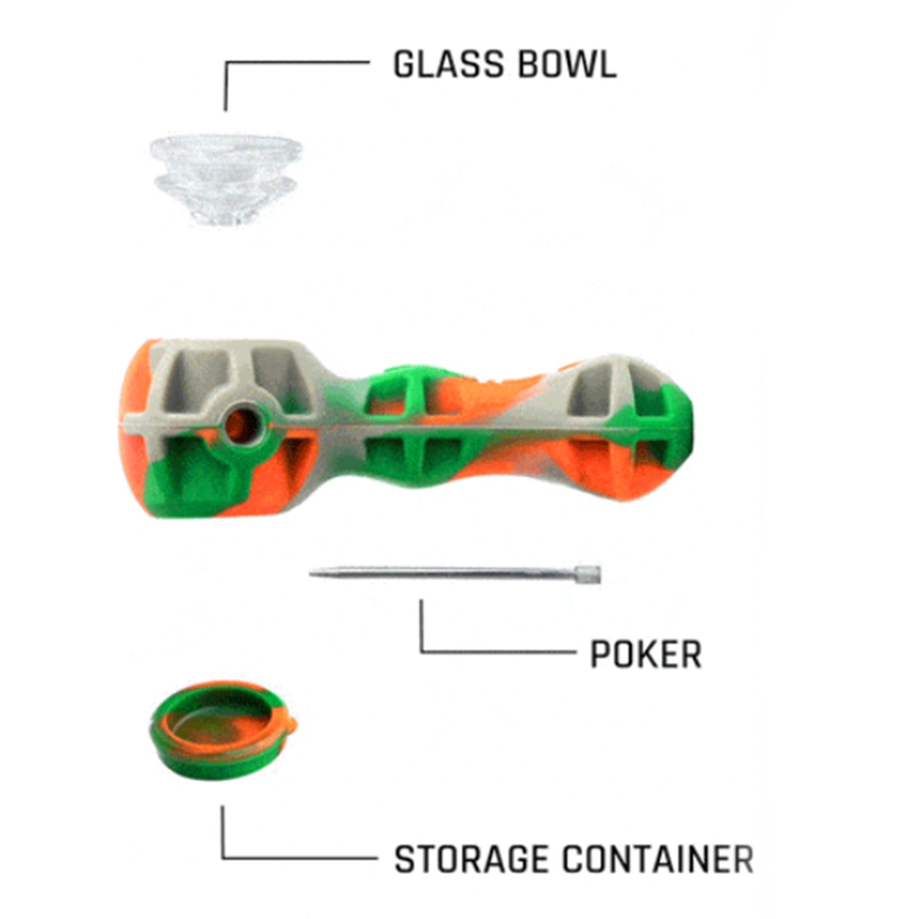 Silicone Pipe with Glass Bowl and tools