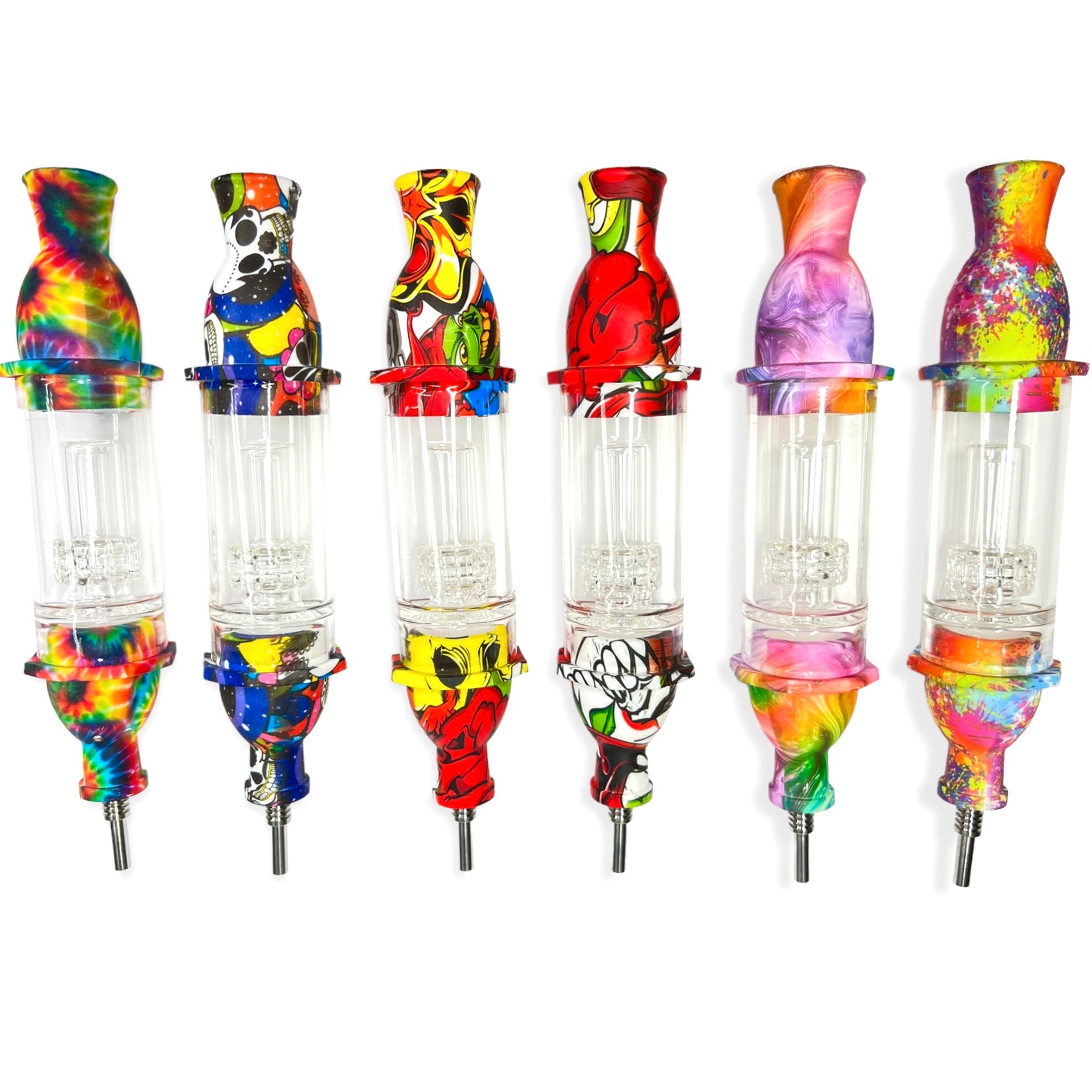 Silicone Glass Nectar Collector Kit with Percolator - Golden Leaf Shop